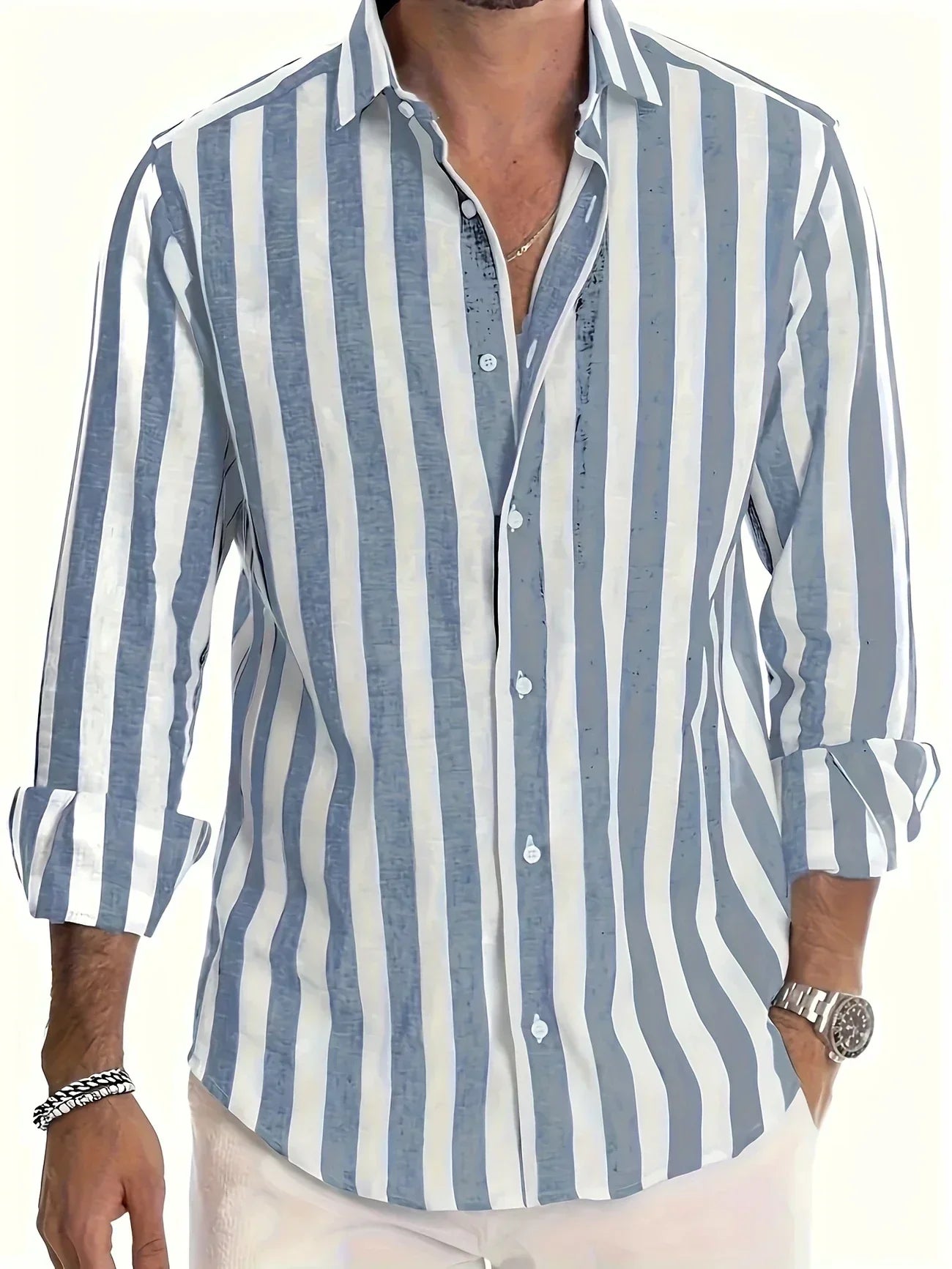 George - Camicia a Maniche Lunghe a Righe Elegante