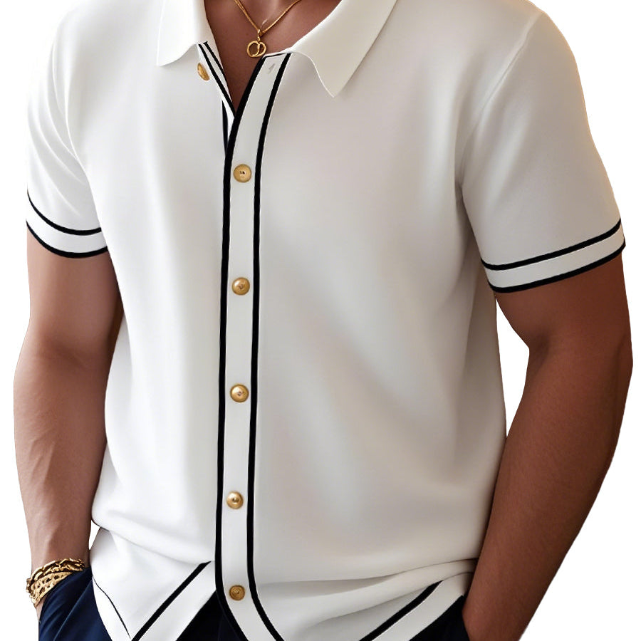 Camicia a Maniche Corte con Bordo a Contrasto