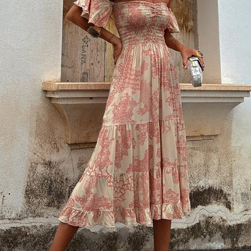 Vee™ | Abito Midi Off-Shoulder Smockato