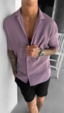 Camicia Oversize a Costine - Sambuco