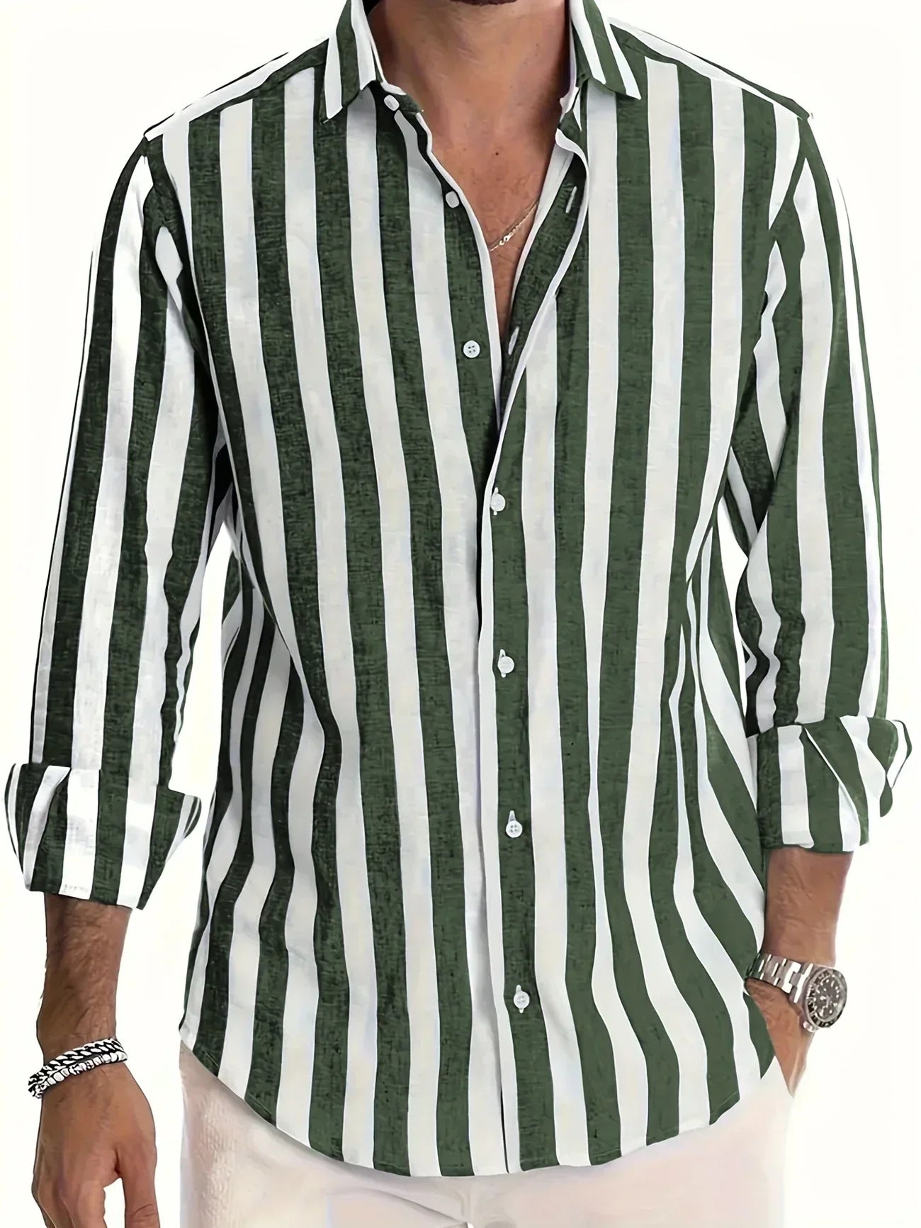 George - Camicia a Maniche Lunghe a Righe Elegante