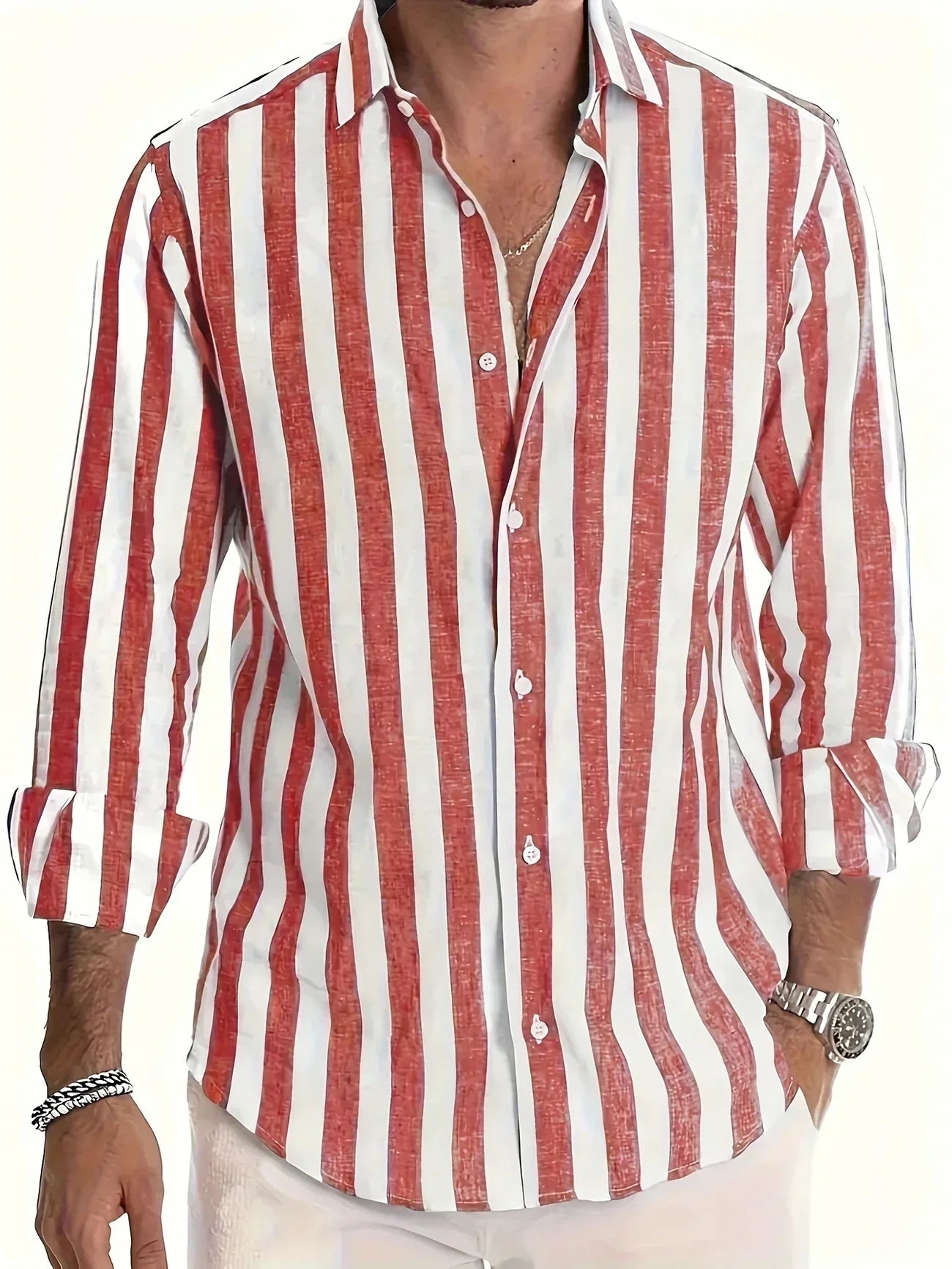 George - Camicia a Maniche Lunghe a Righe Elegante