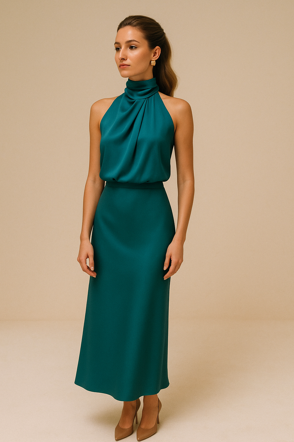 Elara™ | Abito Satinato con un Tocco di Glamour