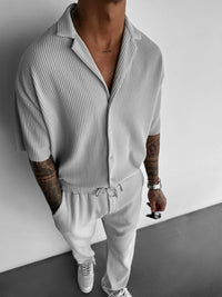 Camicia Oversize a Costine - Sambuco