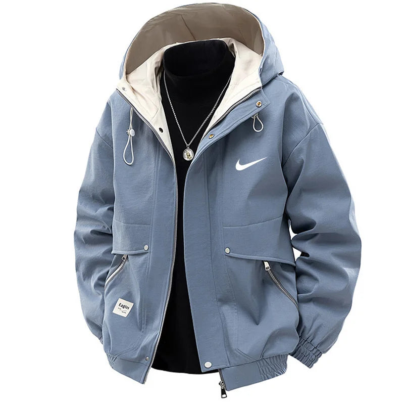 ΝΙΚᎬ - Giacca antivento casual da uomo taglie forti per l'abbigliamento da lavoro